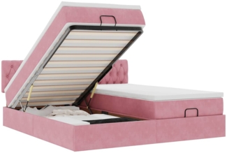 vidaXL Ottoman-Bett mit Matratzen & LEDs Rosa 160x200 cm Samt 3312940