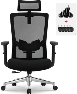 Bürostuhl Ergonomisch Verstellbarer Lendenwirbelstütze Armlehnen Kopfstütze