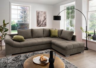 Polsterecke >Althea< Schlaffunktion, Rutsche, Bezug braun - 298 x 65 x 202 (BxHxT)