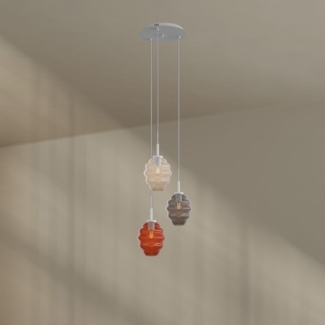 s.luce Echos Galerieleuchte 3-flammig Ø 40cm Baldachin Ø 18cm Braun, Klar, Rauch