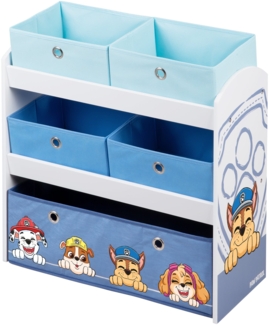 roba Spielregal 'Paw Patrol' - Aufbewahrungsregal - inkl. 5 Stoffboxen - Holz - Weiß / Grau