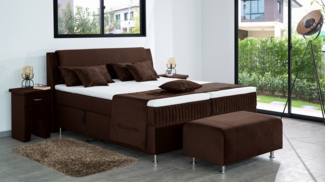 Meisterbetten Boxspringbett Mari 140x200 in VS-Braun, Matratzenbezug Mask, Ergoflex-Topper