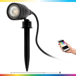 Eglo 33579 Strahler Crosslink NEMA 1-C schwarz 1X5W L:13cm B:6cm H:24. 5cm mit Kabel+Stecker dimmbar IP44 mit Connect Funktion