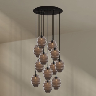 s.luce Echos Galerieleuchte 12-flammig Ø 80cm Baldachin Ø 25cm Rauch, Schwarz