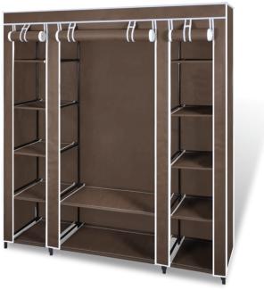 vidaXL Stoffschrank mit Fächern und Stangen 45×150×176 cm Braun 240496