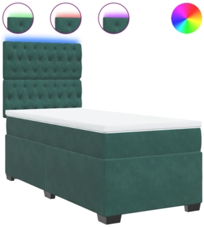 vidaXL Boxspringbett mit Matratze Dunkelgrün 100x200 cm Samt 3293143