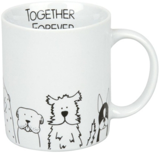 Könitz Funny Dogs Becher, Tasse, Kaffeetasse, Porzellan, Hunde, Weiß, 300 ml, 11 1 002 2076