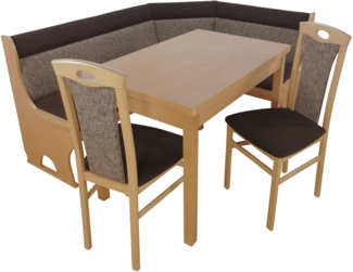 4tlg. Eckbankgruppe "Kasia" , braun meliert, mit Truhenfunktion