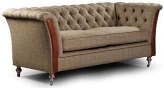 Casa Padrino Luxus Chesterfield 2er Sofa Grau / Braun 186 x 87 x H. 77 cm - Elegantes Wohnzimmer Sofa mit Echtleder - Chesterfield Wohnzimmer Möbel