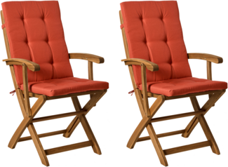 Set mit 2 Stühlen und Sitzkissen MAUI PREMIUM Akazienholz Rot