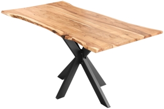 Esstisch Baumkante massiv Akazie natur 120x80 schwarz HELENE 527078