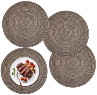 Coonoor Platzset 4er Set runde Platzdeckchen, waschbar, hitzebeständig, geflochten, (4-St), im Boho-Stil, ideal für Esstisch, Küche, Hochzeit, Party und Hotel