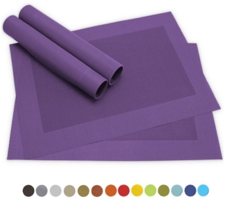 matches21 HOME & HOBBY Platzset Tischsets BORDA 4er Set Violett als Tischuntersetzer, (4-St), Abwaschbare Platzsets als Tischunterlagen für Ess-Tisch Tisch-Deko