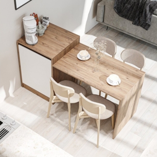 Roomart Küchentisch MILANO (Kücheninsel mit Esstisch, Küchentisch & Küchenschrank), • Weiß • Weiß-Eiche • Eiche • Anthrazit-Eiche
