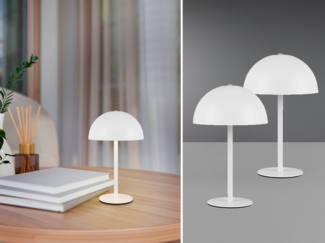 2er SET Akku Tischlampen Weiß, Touch dimmbar, USB aufladbar, Höhe 21cm