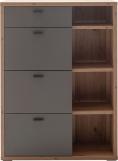 Kommode Liza / Lizzano, Holzwerkstoff, Grau, Schwarz, Holzfarben, 86 x 118 x 37 cm