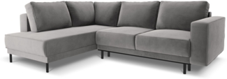 Micadoni Ecksofa Caro 5-Sitzer Samt Hellgrau Links 140x208