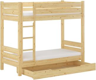 Etagenbett Kiefer natur 80x190 Zubehör wählbar Stockbett Hochbett teilbar V-60.16-08-190T100Rollrost. Matratzen und Bettkasten inkl.