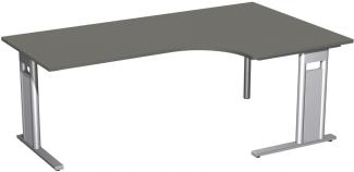 PC-Schreibtisch rechts, 200x120cm, Graphit / Silber