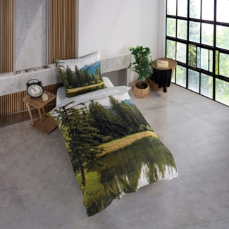 KK Kinderbettwäsche Bettwäsche Set mit Bergsee 135x200 cm 100% Baumwolle