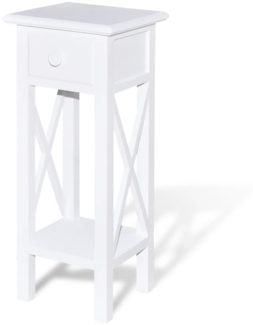 vidaXL Beistelltisch mit Schublade Weiß 241147