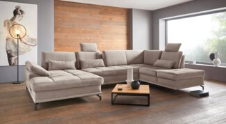 Places of Style Wohnlandschaft Costello L-Form, mit Sitztiefenverstellung, Armteilverstellung und, 3 Nierenkissen, optional Bettfunktion und Bettkasten