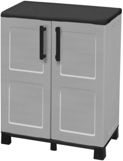 Dmora Anthony-Außengarderobe, Mehrzweck-Balkongarderobe, 2-türiger Außenschrank, 100 % Made in Italy, 68 x 37 x 90 cm, Hellgrau und Schwarz, kariertes Finish