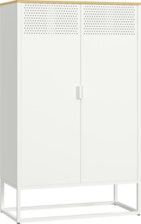 skølm 'Izar' Metallkommode, Doppeltür, MDF Ablagefläche, weiß, 135x80x40 cm