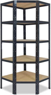 shelfplaza BLACK 180x80x50 cm Eckregal in schwarz mit 5 Böden und 175 kg Traglast pro Boden
