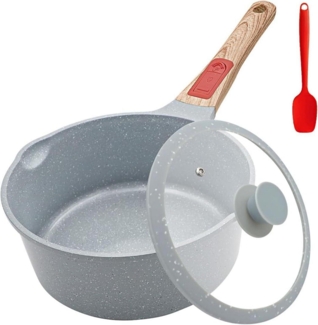 Keramik Stielkasserolle 20 cm mit Deckel Antihaftbeschichtung 2.5L Blau