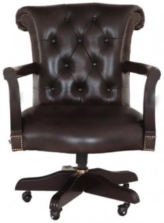 Bürostuhl Chesterfield Court aus echtem Rindsleder Braun