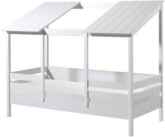 Hausbett >HAUSBETT< in Weiß aus Massiv Kiefer und MDF - 214,2x174x105,3 (BxHxT)