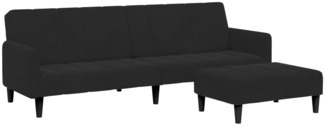 vidaXL Schlafsofa 2-Sitzer mit Fußhocker Schwarz Samt 3258101