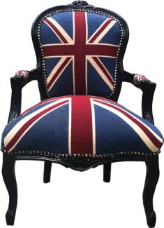 Casa Padrino Barock Salon Stuhl Union Jack Design / Schwarz