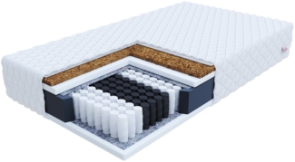 Taschenfederkernmatratze Kokos 80x200, 90x200 100x200 120x200 140x200 160x200 180x200 200x200 cm, FDM, 18 cm hoch, (7-Zonen-Taschenfederkern passt sich punktgenau an jede Körperzone an, Zwei Härtegrade: H3 (mittel) & H4 (fest, mit Kokos-Schicht) wendbar...