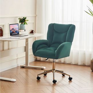 STILVORA Stuhl mit goldenen Beinen,Bürostuhl Ankleidestuhl aus Samtstoff,Grün (Höhenverstellbarer Velvet Drehstuhl für Home-Office, Büro & Schlafzimmer – Ergonomisch, 360° drehbar, goldene Metallbeine, bequemer Samtbezug), mit goldenen Beinen