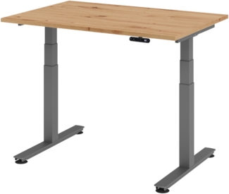 bümö elektrisch höhenverstellbarer Schreibtisch 120x80 cm in Asteiche, Gestell graphit - Schreibtisch höhenverstellbar elektrisch mit Memory-Steuerung, elektrischer Schreibtisch, Gaming Tisch, XDSM-12-R-G