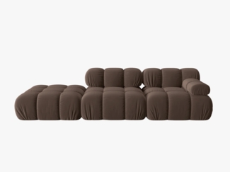 Micadoni Modulares Sofa Bellis 4-Sitzer Links Samtstoff Braun