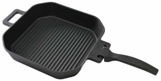 PROREGAL® Grillpfanne Gusseisenpfanne mit abnehmbaren Griff 20 x 20 cm