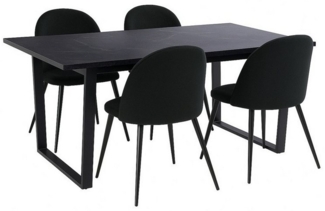 ebuy24 Essgruppe Tilst Essgruppe Tisch schwarz Marmor Print 90x160, (5-tlg)