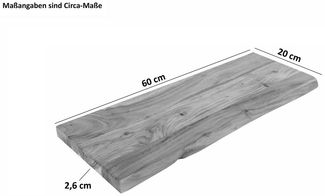 SAM® Wandregal Amara, massives Akazienholz, Baumkante, verschiedene Größen