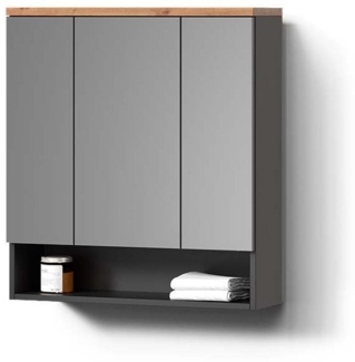 Livinity® Badezimmerspiegelschrank Tanaro, Anthrazit/Anthrazit, 70x77.5 cm
