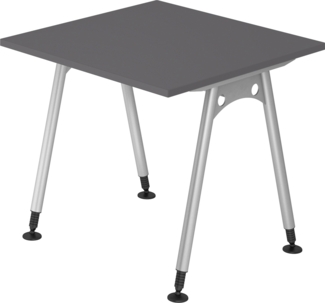 bümö manuell höhenverstellbarer Schreibtisch 80x80 cm in graphit - PC Tisch höhenverstellbar & klein, höhenverstellbarer Tisch Büro, kleiner Computertisch verstellbar, A-Serie, AS-08-G