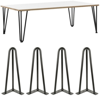 JEOBEST Tischbein 4er Set Haarnadel Tischbeine Metall, DIY Möbelfüße, Hairpin Legs, (3 Streben) mit Bodenschoner und Schrauben Verfügbar, Größenwahl