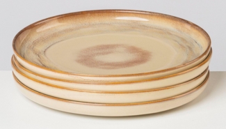 Gipfelstück Speiseteller Nebelwald, (4 St), Scandi-Style, glänzende Reaktivglasur, jedes Stück ein Unikat