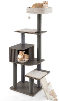 KOMFOTTEU Kratzbaum, Katzenbaum mit große Plattformen, Matten & Hohl