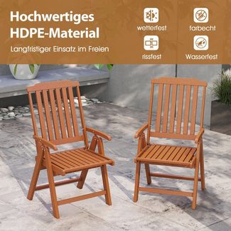COSTWAY Klappstuhl, Gartenstuhl mit hochlehner, bis 150 kg belastbar