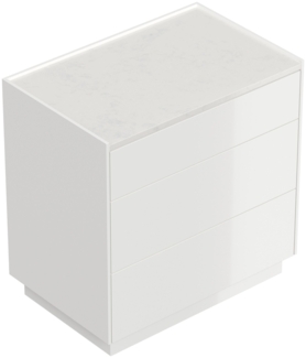 Nachttisch Kommode Lux XL 70cm, Quarz, 3 Pushauszüge Weiß Hgl für Boxspringbett : Weiss hochglanz