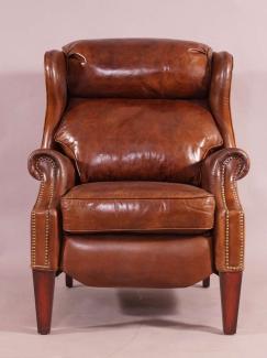 Relaxsessel Kent Leder Messingnieten Vintage-Cigar