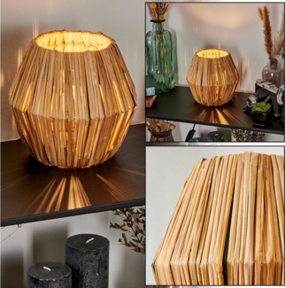 hofstein Tischleuchte moderne Boho Tischlampe aus Metall/Rattan in Schwarz/Natur, ohne Leuchtmittel, Nachttischlampe An-/Ausschalter, Lichteffekt, 1xE14, ohne Leuchtmittel
